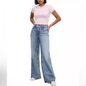Good American Good Skate High Rise Wide Leg Jeans in Indigo 756